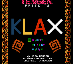 Klax title screen for NES